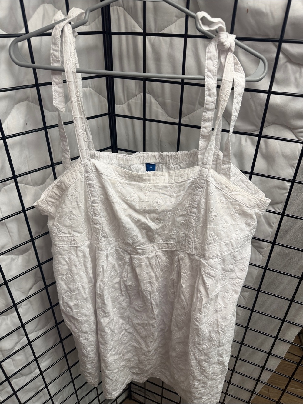 Old Navy White Eyelet Tie-Shoulder Mini Dress